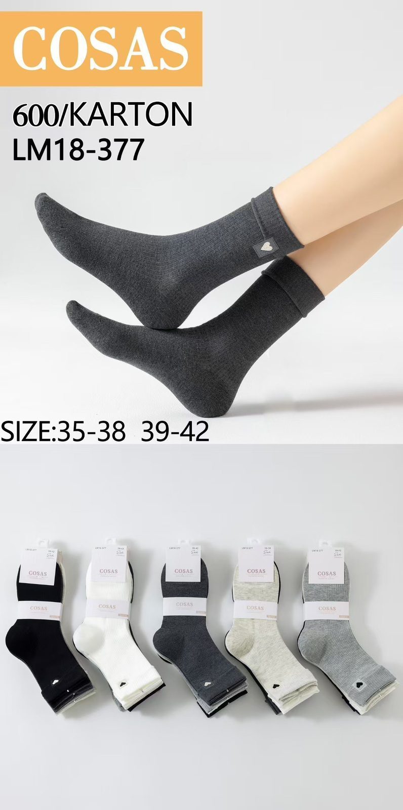 SKARPETY DAMSKIE .SIZE: 35-42_ (40PAR/PACZKA) KOLOR JAK NA ZDZIĘCIU 9413132