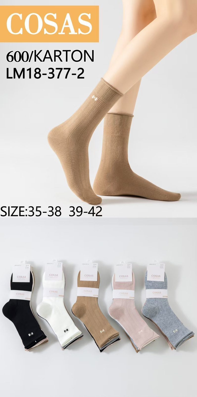 SKARPETY DAMSKIE .SIZE: 35-42_ (40PAR/PACZKA) KOLOR JAK NA ZDZIĘCIU 9413134