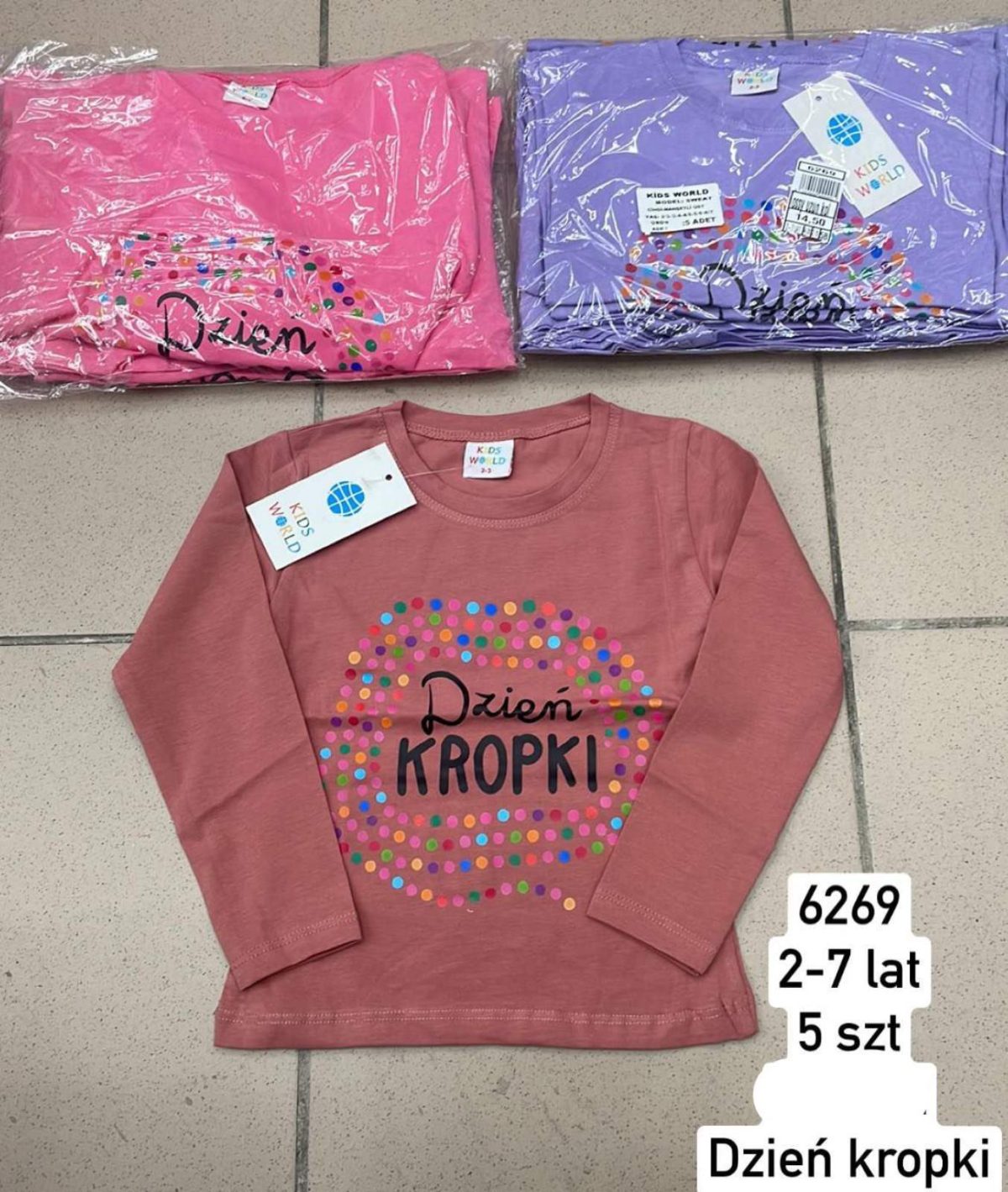 Bluzy DZIECIĘCA size 2-7 lat_ paczka 5szt _1 kolor 9413884