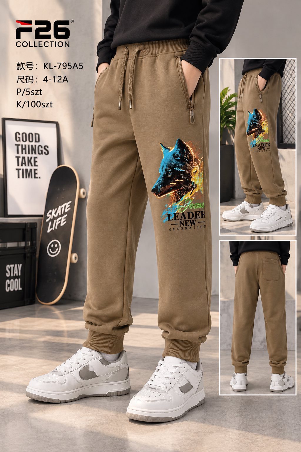 Spodnie DZIECIĘCA size 4-12 lat_ paczka 5szt _1 kolor 9413929