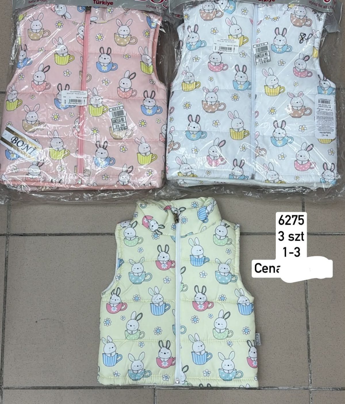 Kamizelki DZIECIĘCA size 1-3 LAT_ paczka 6szt _1 kolor 9414109