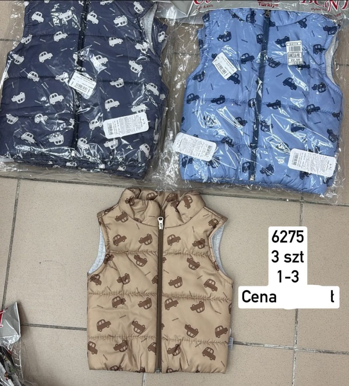 Kamizelki DZIECIĘCA size 1-3 LAT_ paczka 6szt _1 kolor 9414111