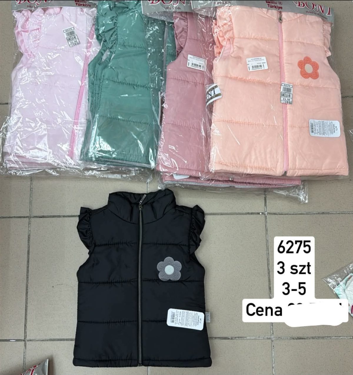Kamizelki DZIECIĘCA size 3-5 LAT_ paczka 6szt _1 kolor 9414113
