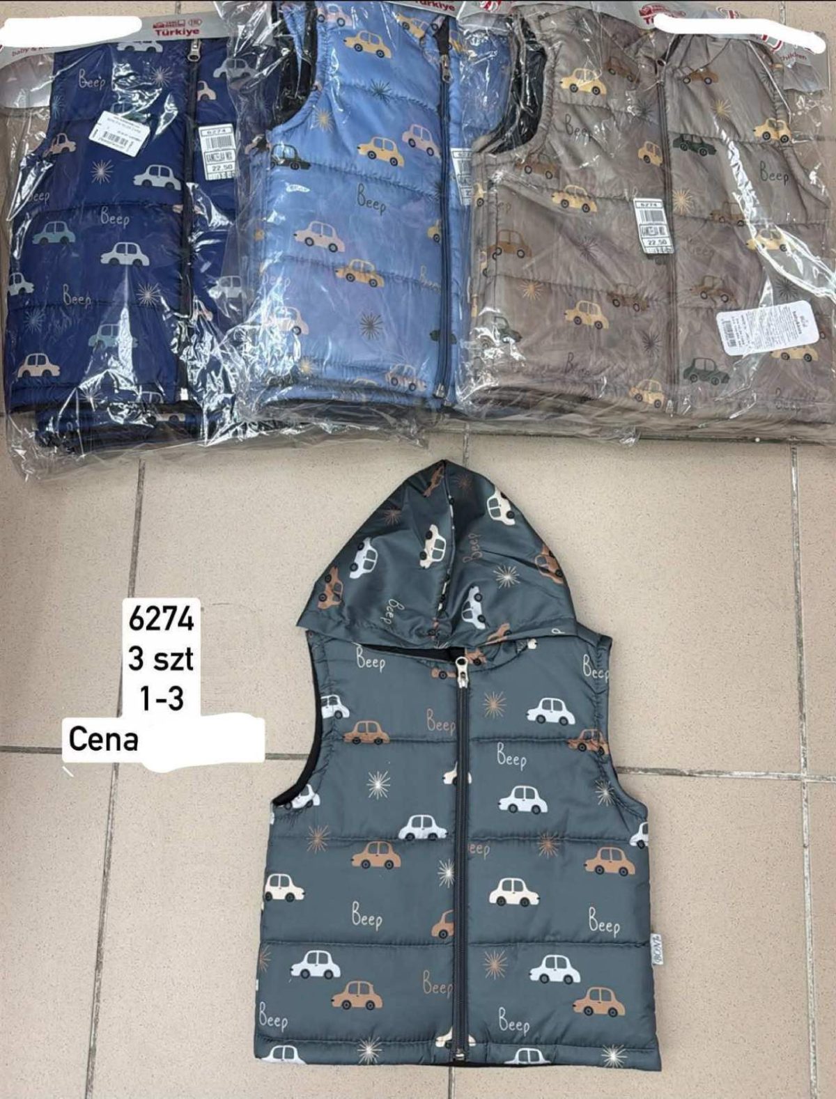 Kamizelki DZIECIĘCA size 1-3 LAT_ paczka 6szt _1 kolor 9414119