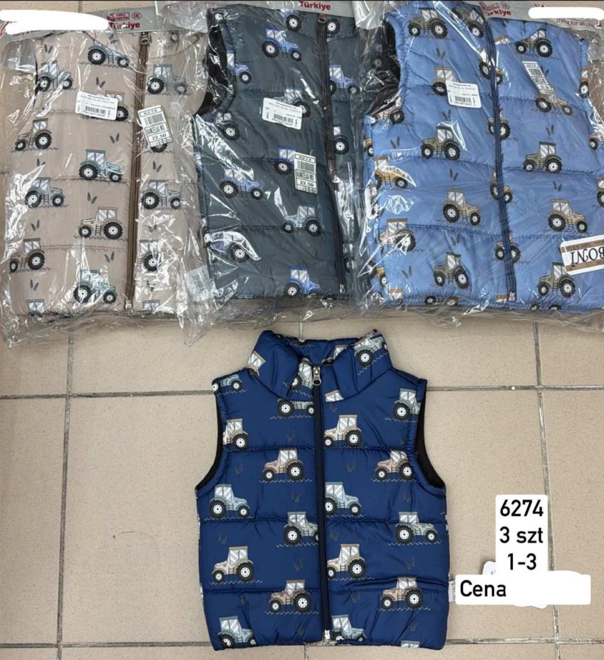 Kamizelki DZIECIĘCA size 1-3 LAT_ paczka 6szt _1 kolor 9414120