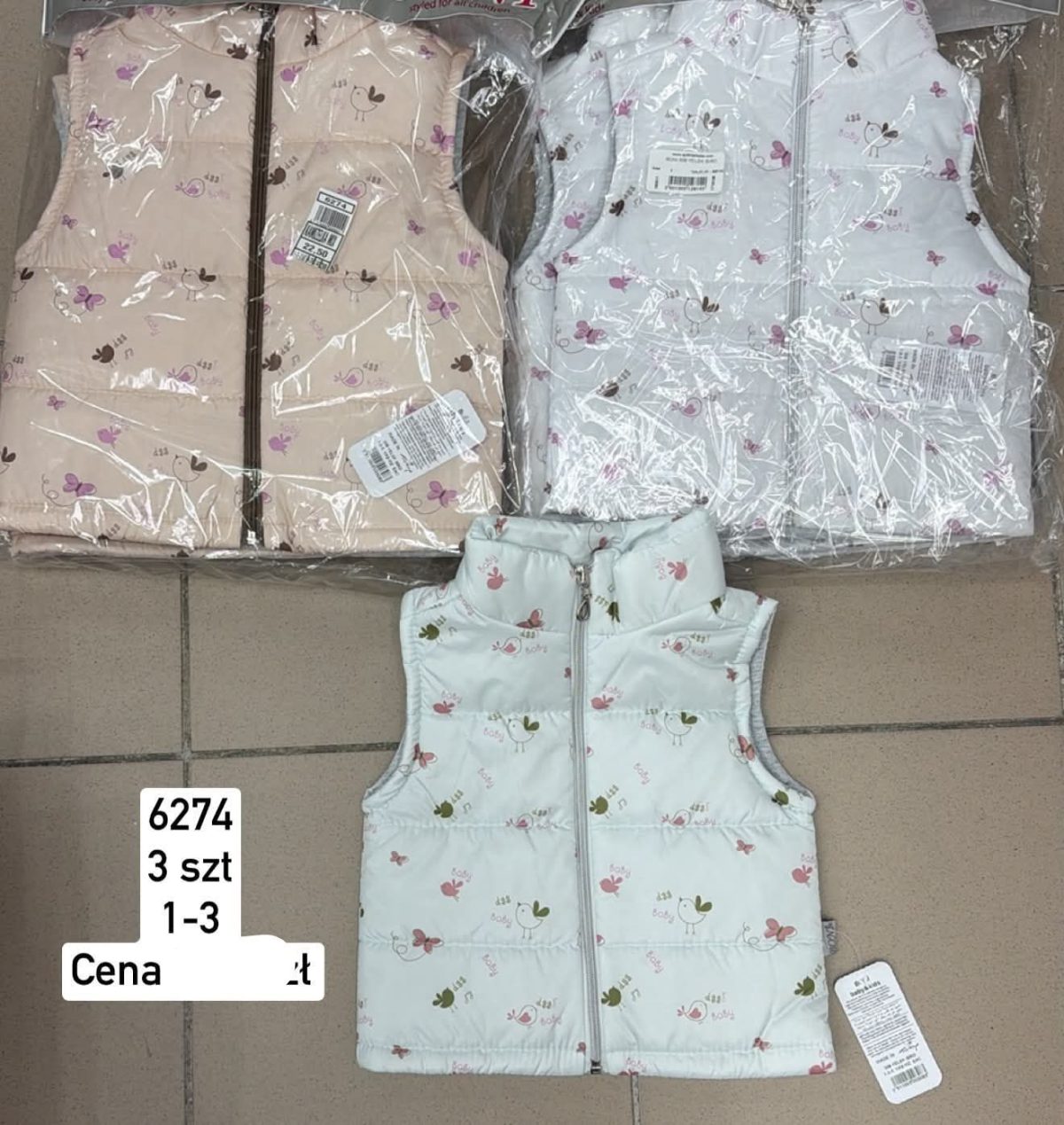 Kamizelki DZIECIĘCA size 1-3 LAT_ paczka 6szt _1 kolor 9414121