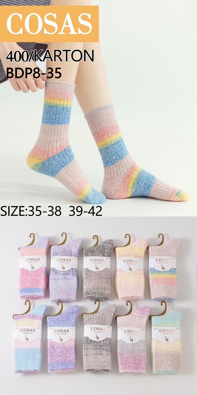 SKARPETY DAMSKIE .SIZE: 35-42_ (40PAR/PACZKA) KOLOR JAK NA ZDZIĘCIU 9414721