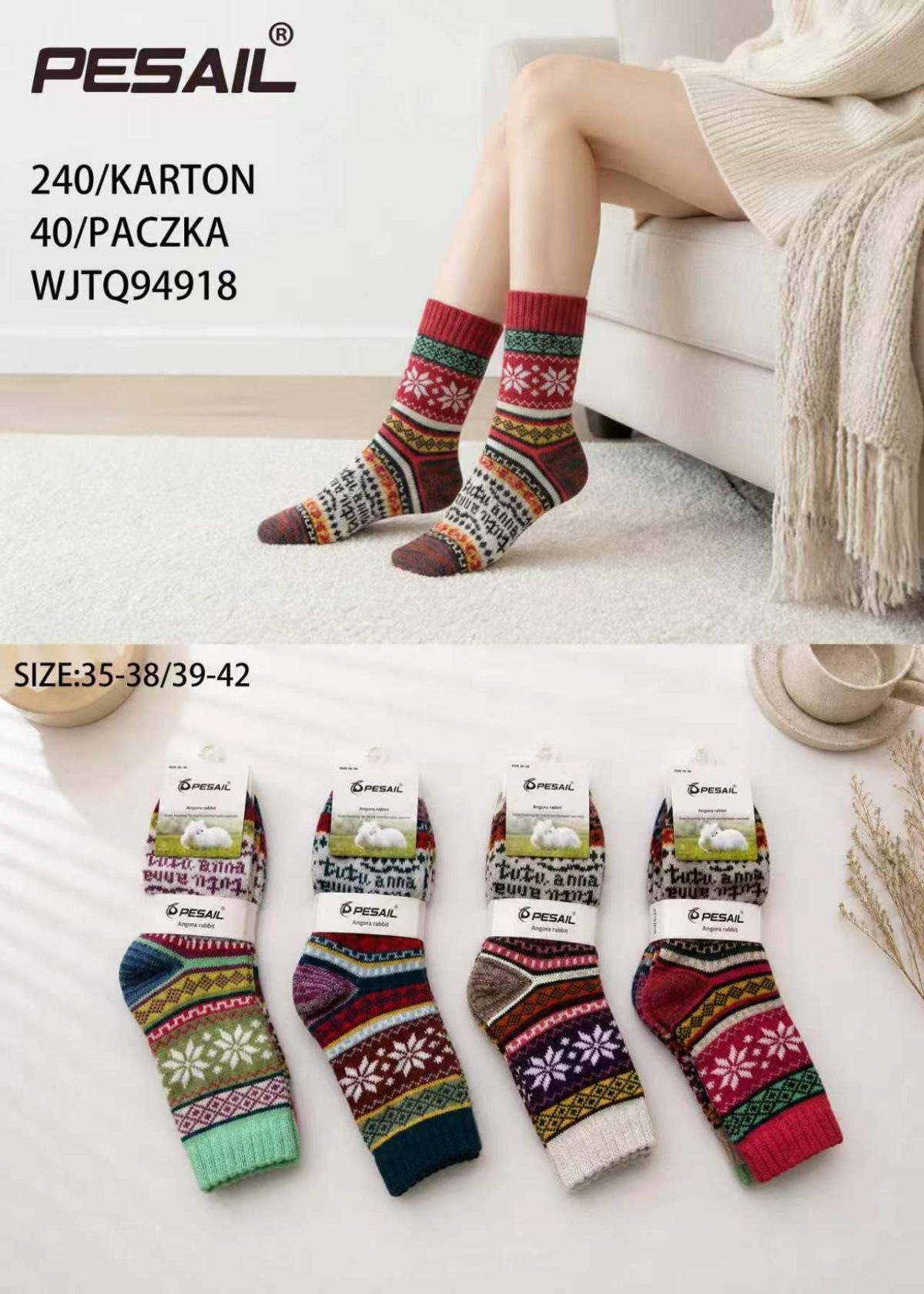 SKARPETY DAMSKIE .SIZE: 35-42_ (40PAR/PACZKA) KOLOR JAK NA ZDZIĘCIU 9414736