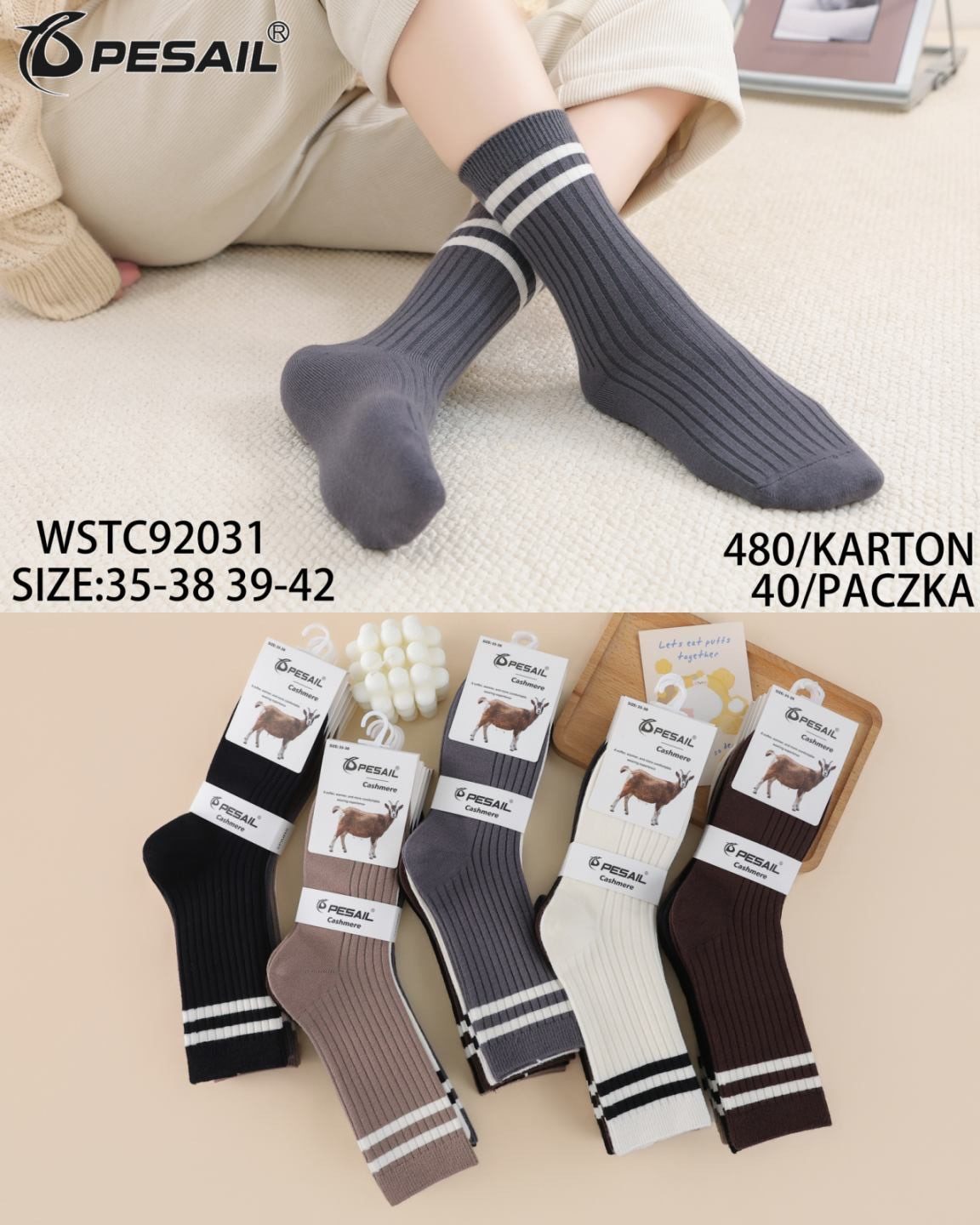 SKARPETY DAMSKIE .SIZE: 35-42_ (40PAR/PACZKA) KOLOR JAK NA ZDZIĘCIU 9414738