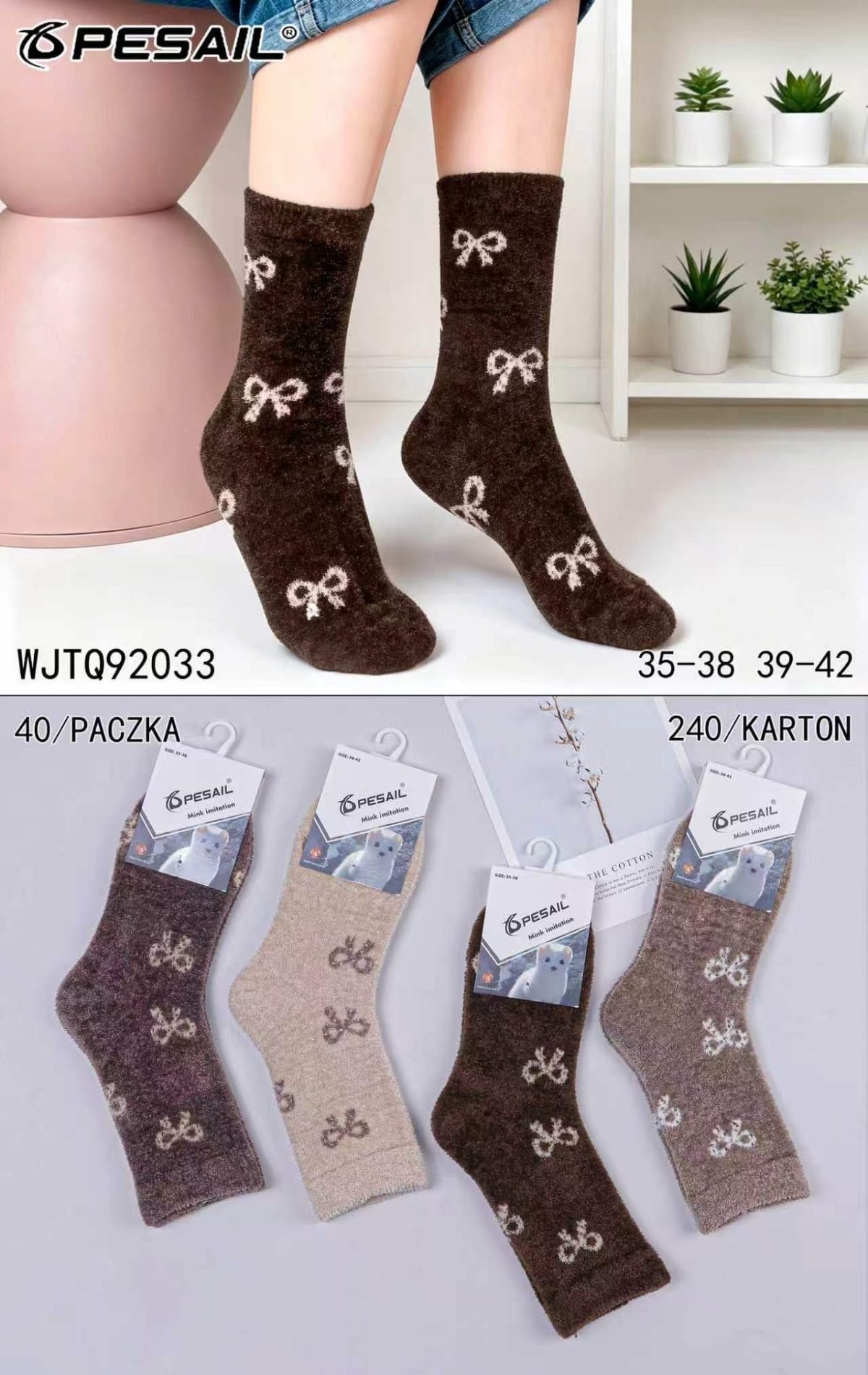 SKARPETY DAMSKIE .SIZE: 35-42_ (40PAR/PACZKA) KOLOR JAK NA ZDZIĘCIU 9414743