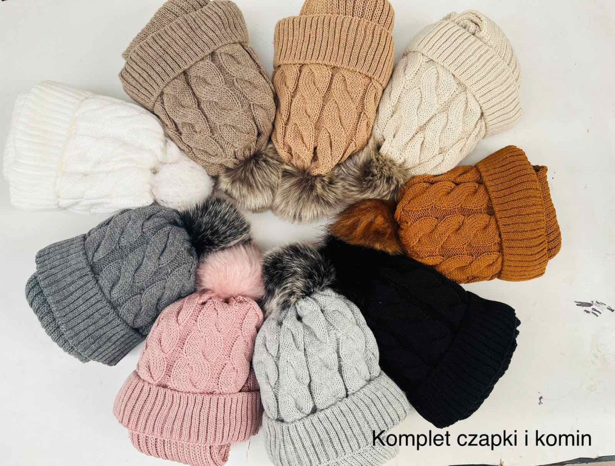 Komplety Czapki Damskie_ paczka 12szt _mix kolor 9415126