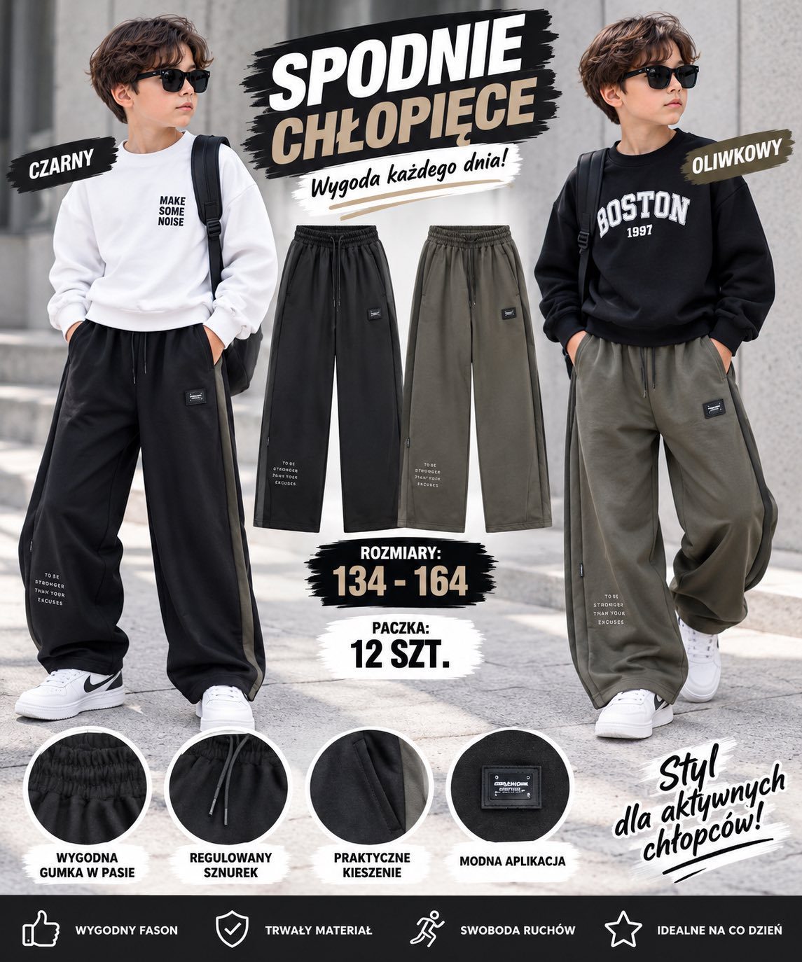 Spodnie DZIECIĘCA numer 134-164_ paczka 12szt _mix kolor 9415727