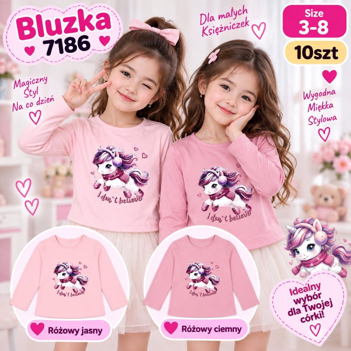 Bluzka DZIECIĘCA size 3-8 lat_ paczka 10szt _mix kolor 9415884