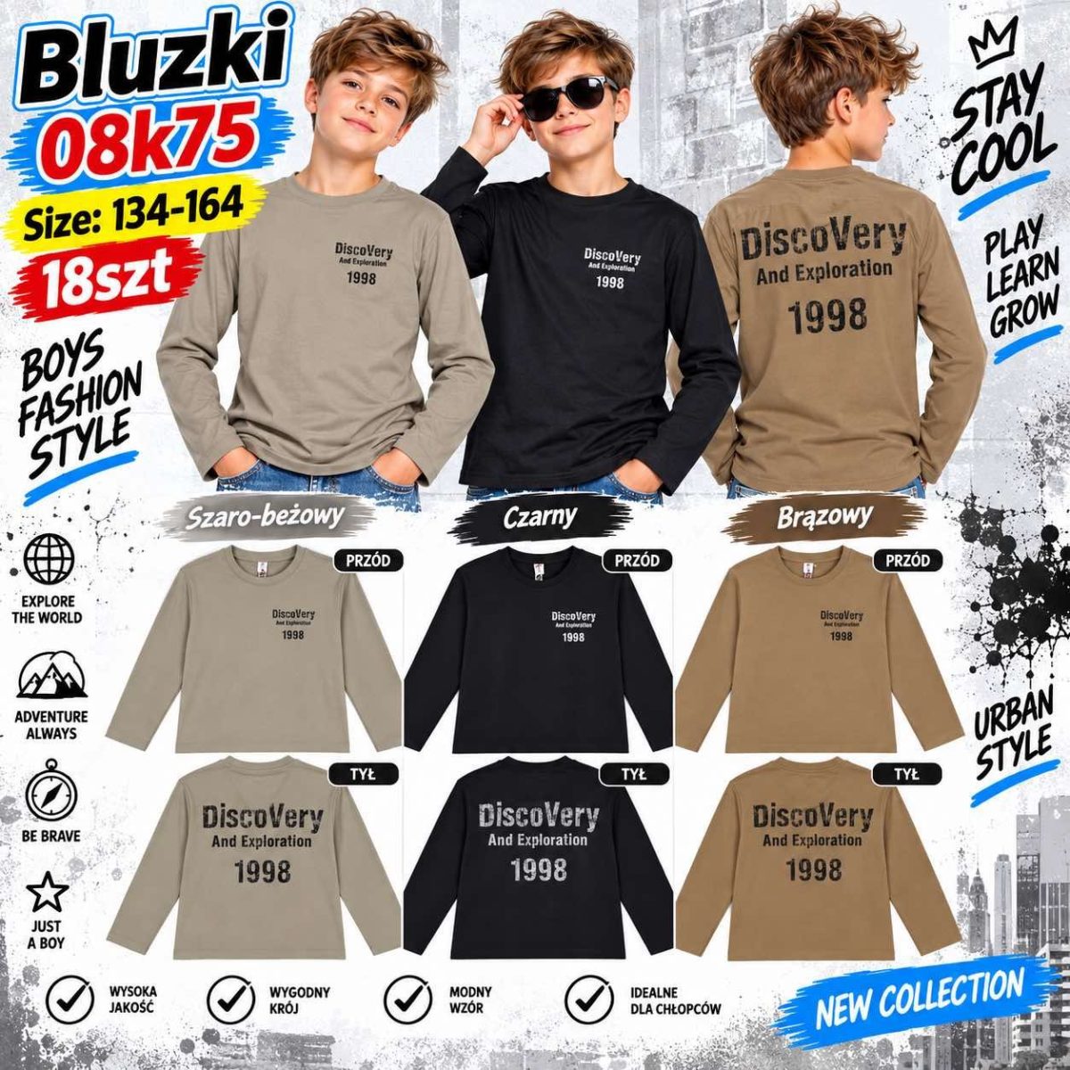 Bluzka DZIECIĘCA numer 134-164_ paczka 18szt _mix kolor 9415892