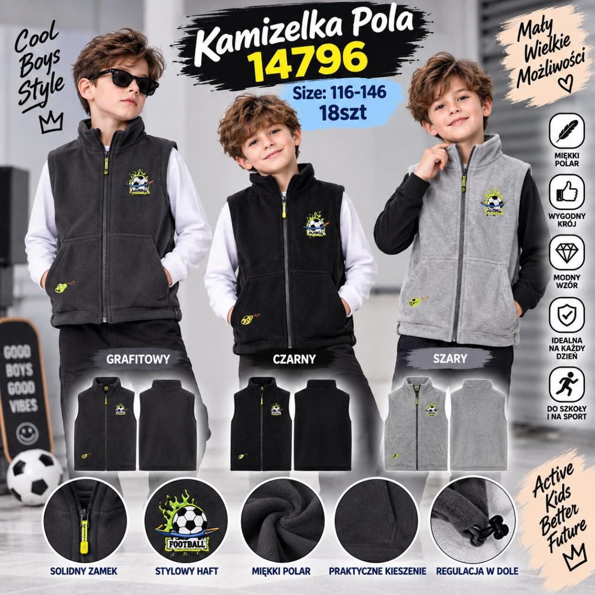 Kamizelki DZIECIĘCA numer 116-146_ paczka 18szt _mix kolor 9415913