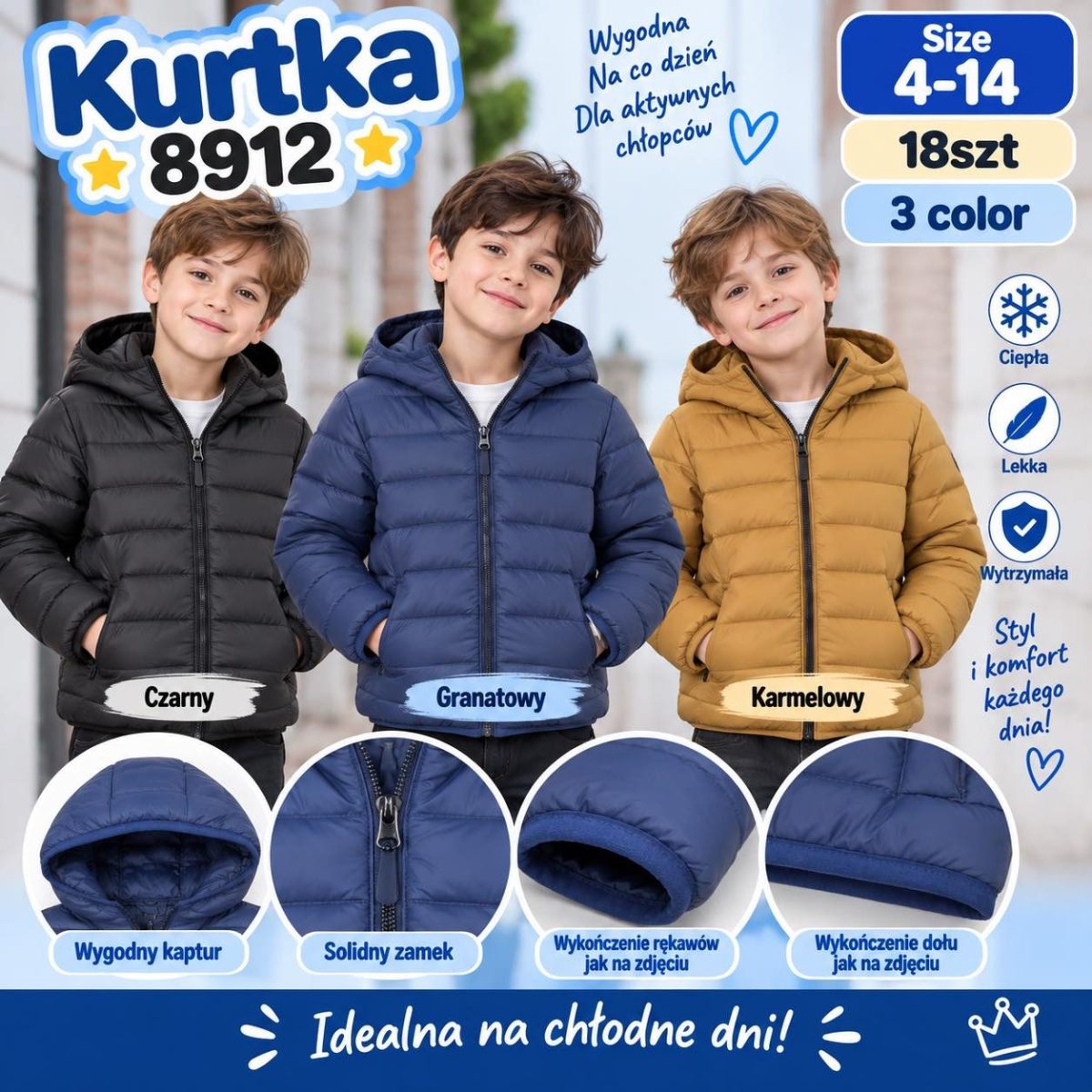Kurtki DZIECIĘCA size 4-14 lat_ paczka 18szt _mix kolor 9415915