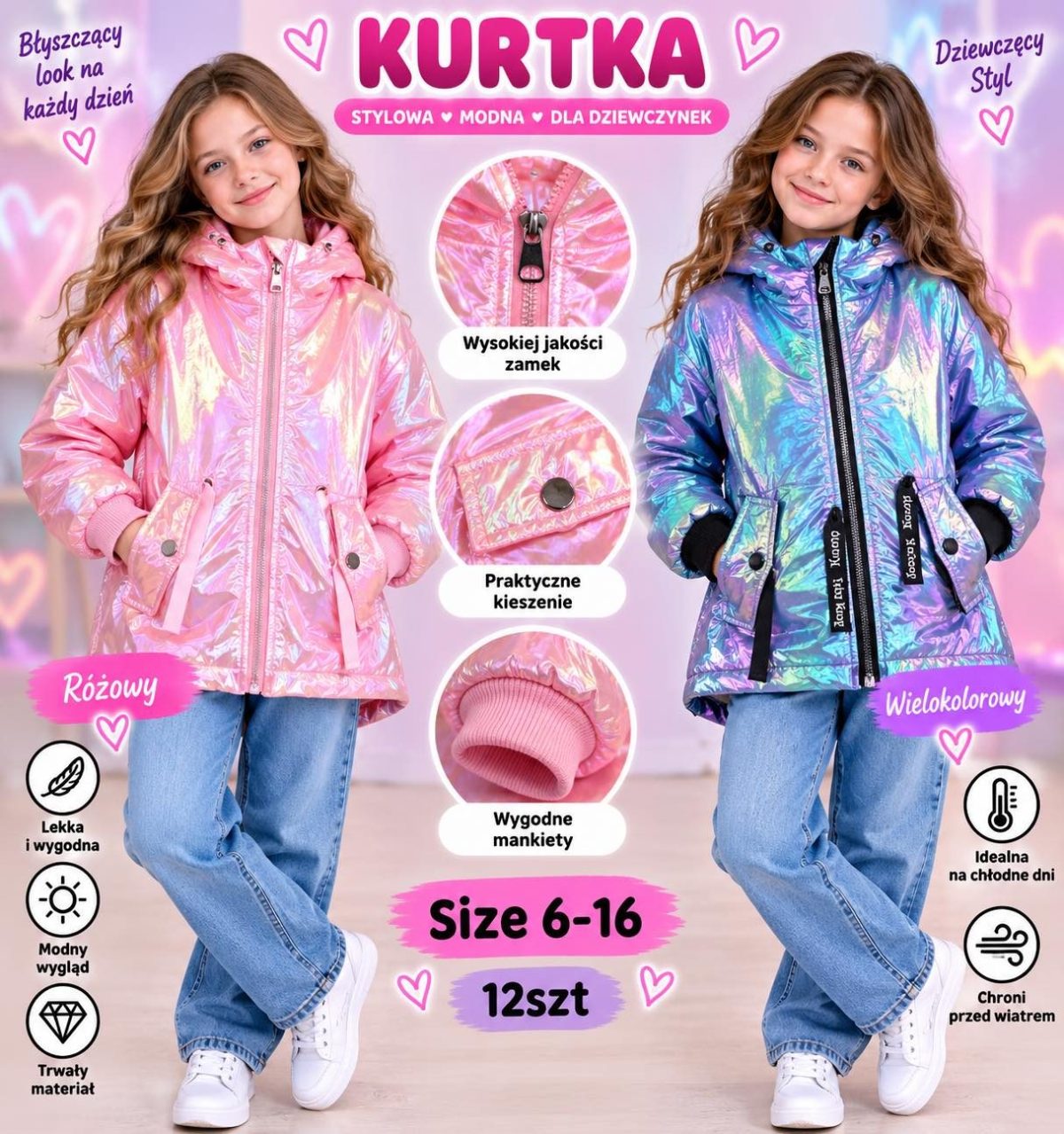 Kurtki DZIECIĘCA size 6-16 lat_ paczka 12szt _mix kolor 9415916