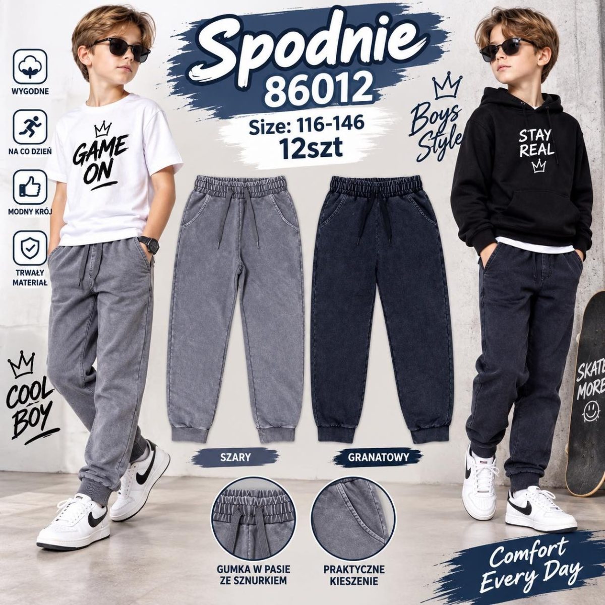 Spodnie DZIECIĘCA numer 116-146_ paczka 12szt _mix kolor 9415920