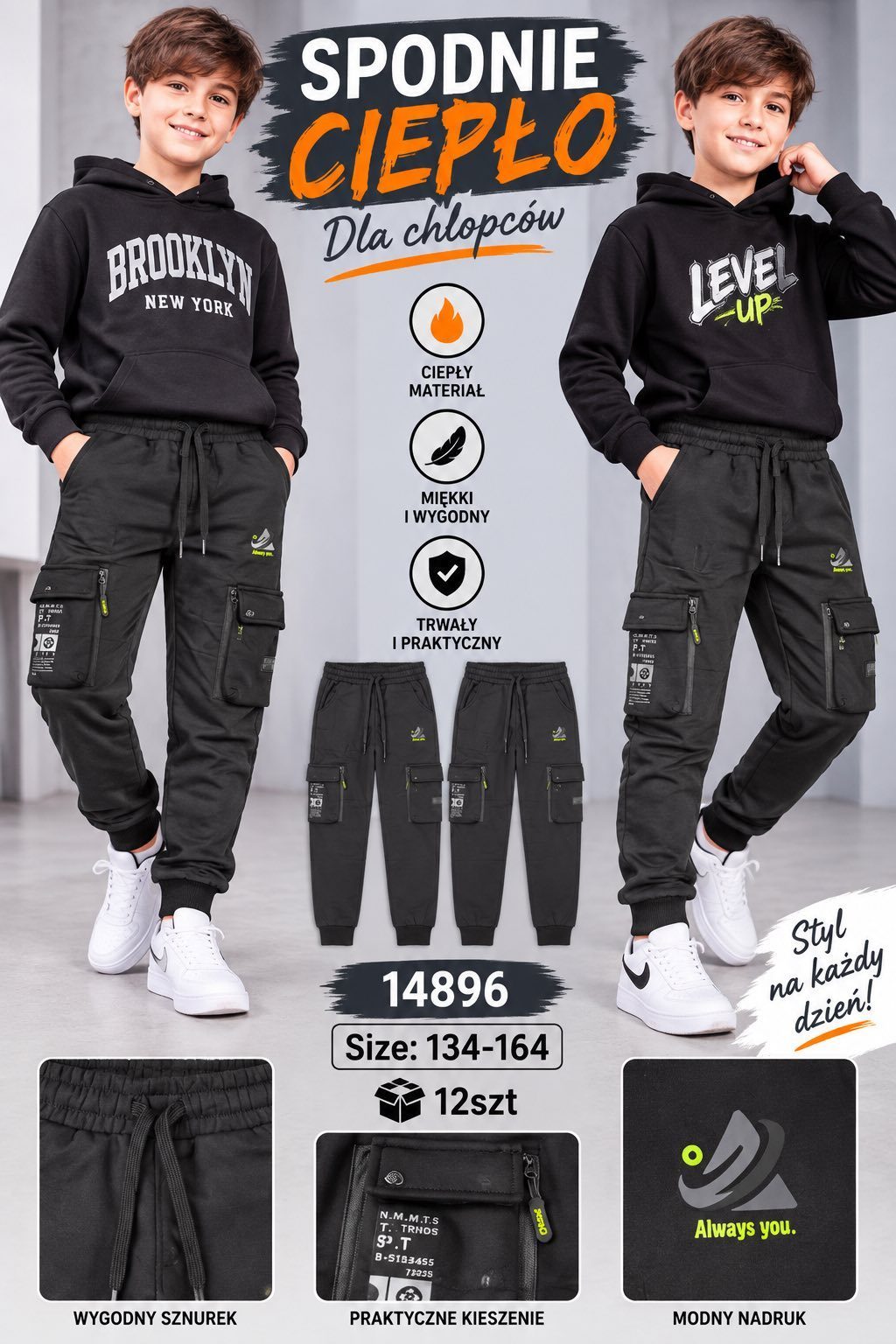 Spodnie DZIECIĘCA numer 134-164_ paczka 12szt _mix kolor 9415924