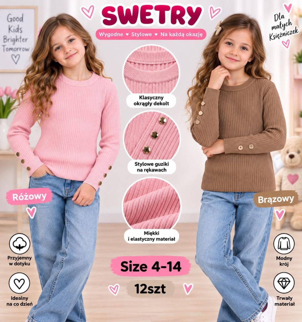 Swetry DZIECIĘCA size 4-14 lat_ paczka 12szt _mix kolor 9415930