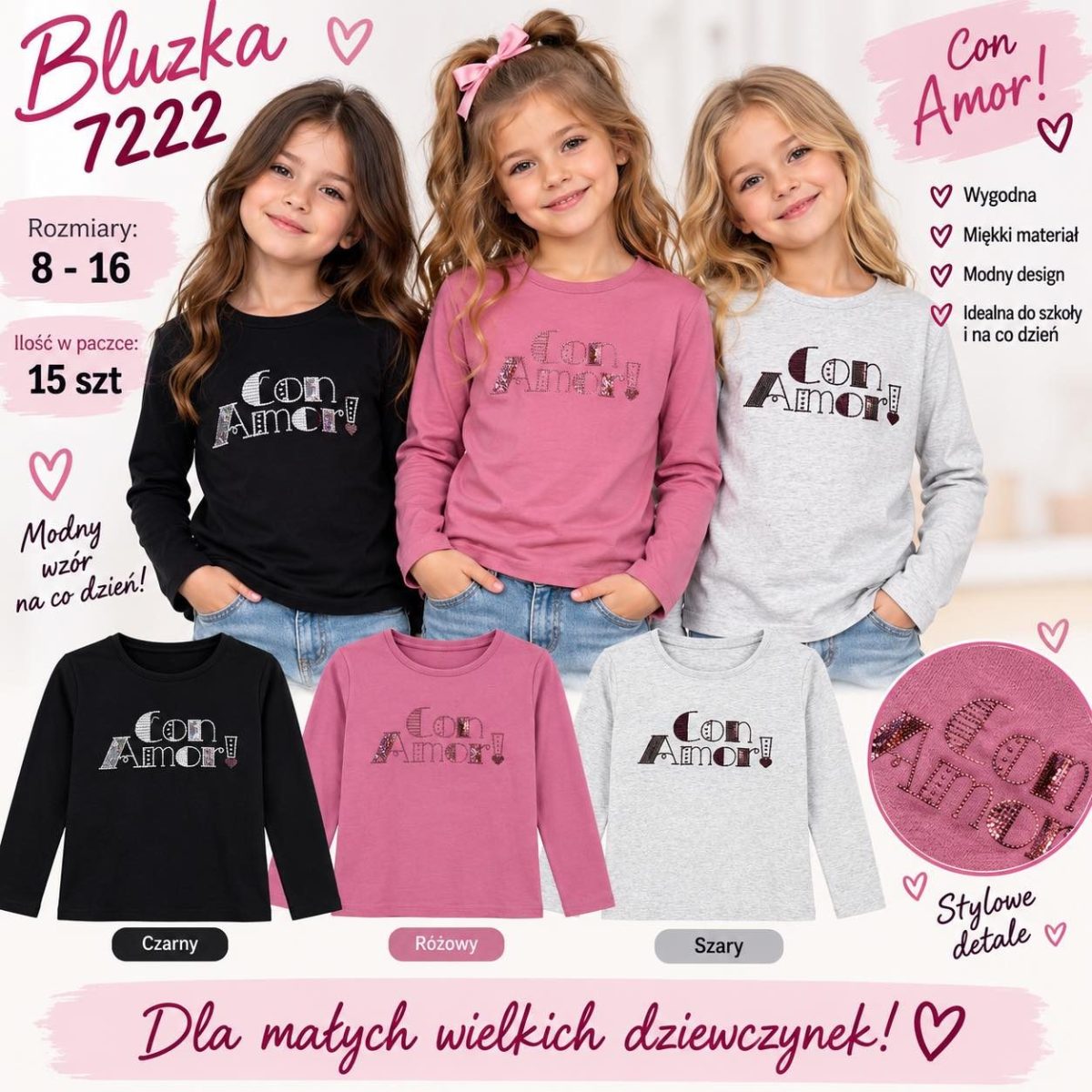 Bluzka DZIECIĘCA size 8-16 lat_ paczka 15szt _mix kolor 9416054