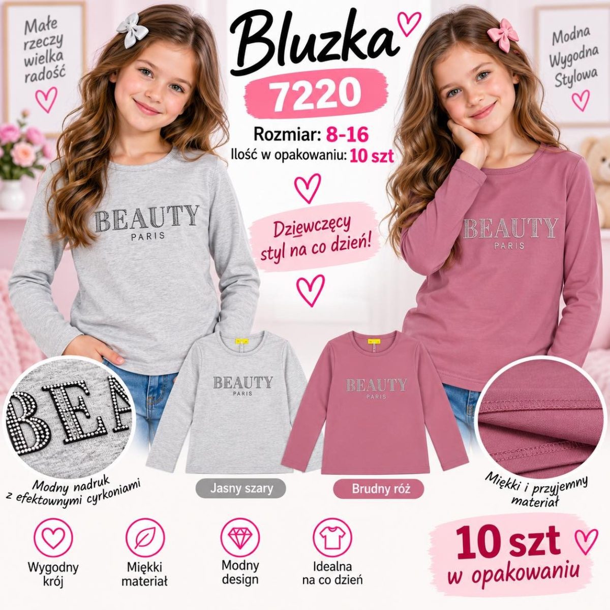 Bluzka DZIECIĘCA size 8-16 lat_ paczka 10szt _mix kolor 9416064
