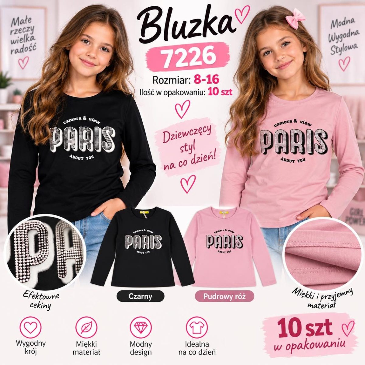 Bluzka DZIECIĘCA size 8-16 lat_ paczka 10szt _mix kolor 9416066