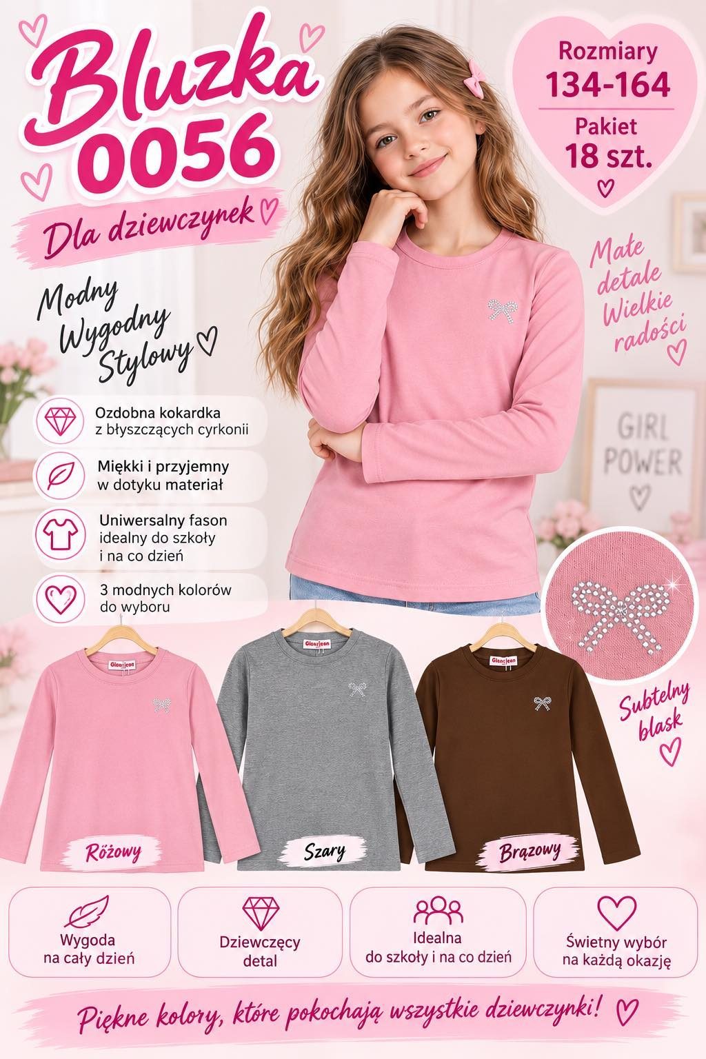 Bluzka DZIECIĘCA numer 134-164_ paczka 18szt _mix kolor 9416074