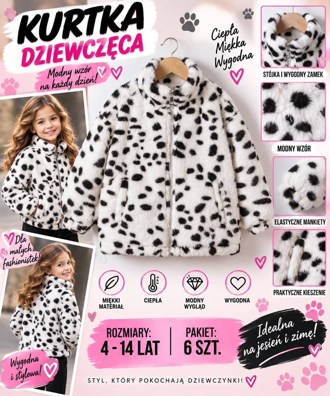 Kurtki DZIECIĘCA size 4-14 lat_ paczka 6szt _1 kolor 9416076