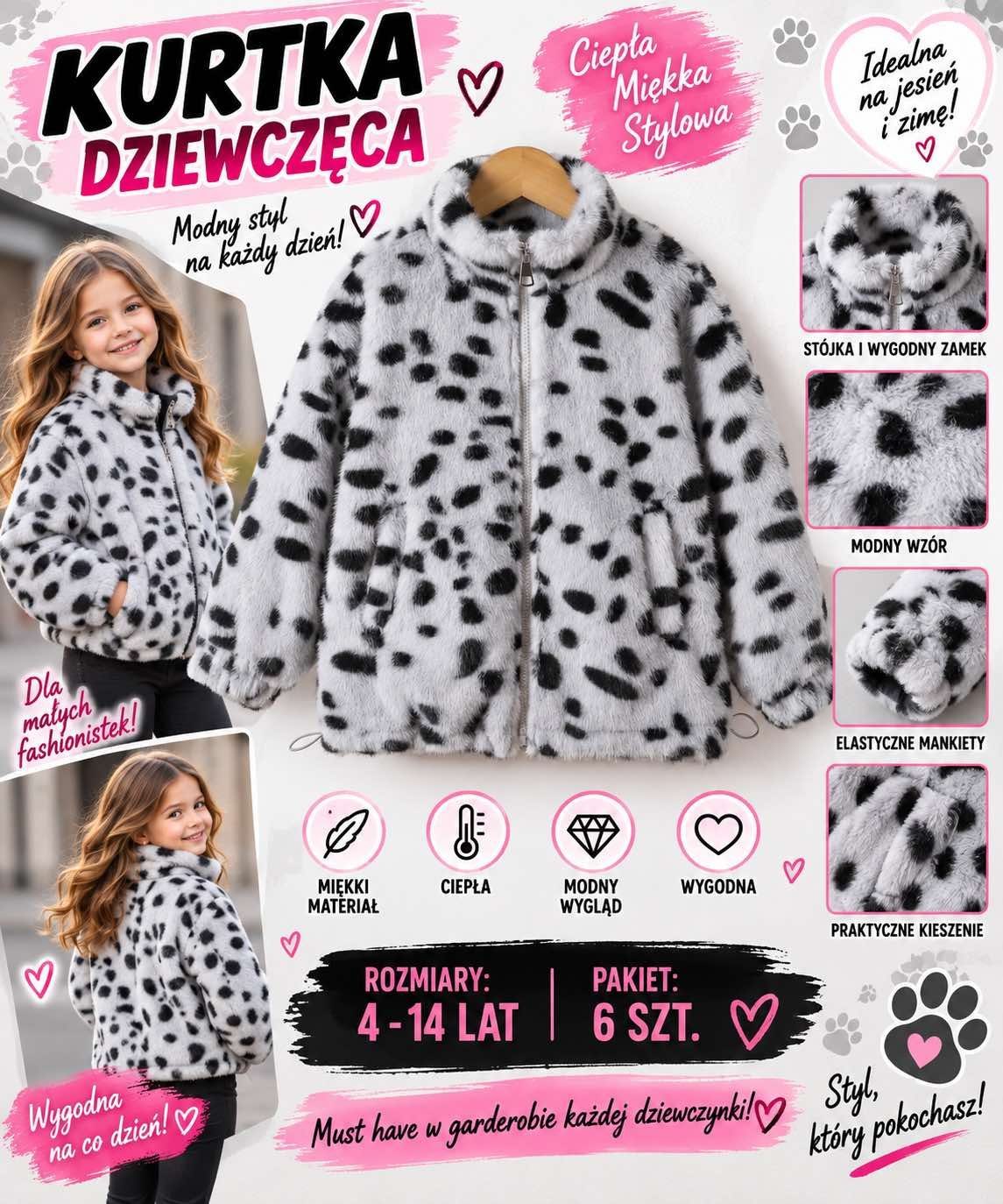 Kurtki DZIECIĘCA size 4-14 lat_ paczka 6szt _1 kolor 9416077