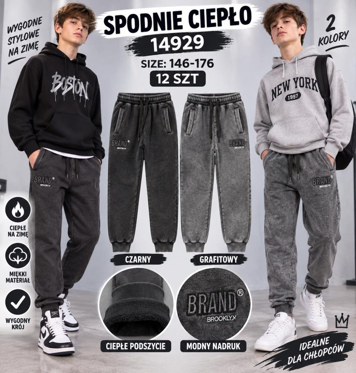 Spodnie DZIECIĘCA numer 146-176_ paczka 12szt _mix kolor 9416084