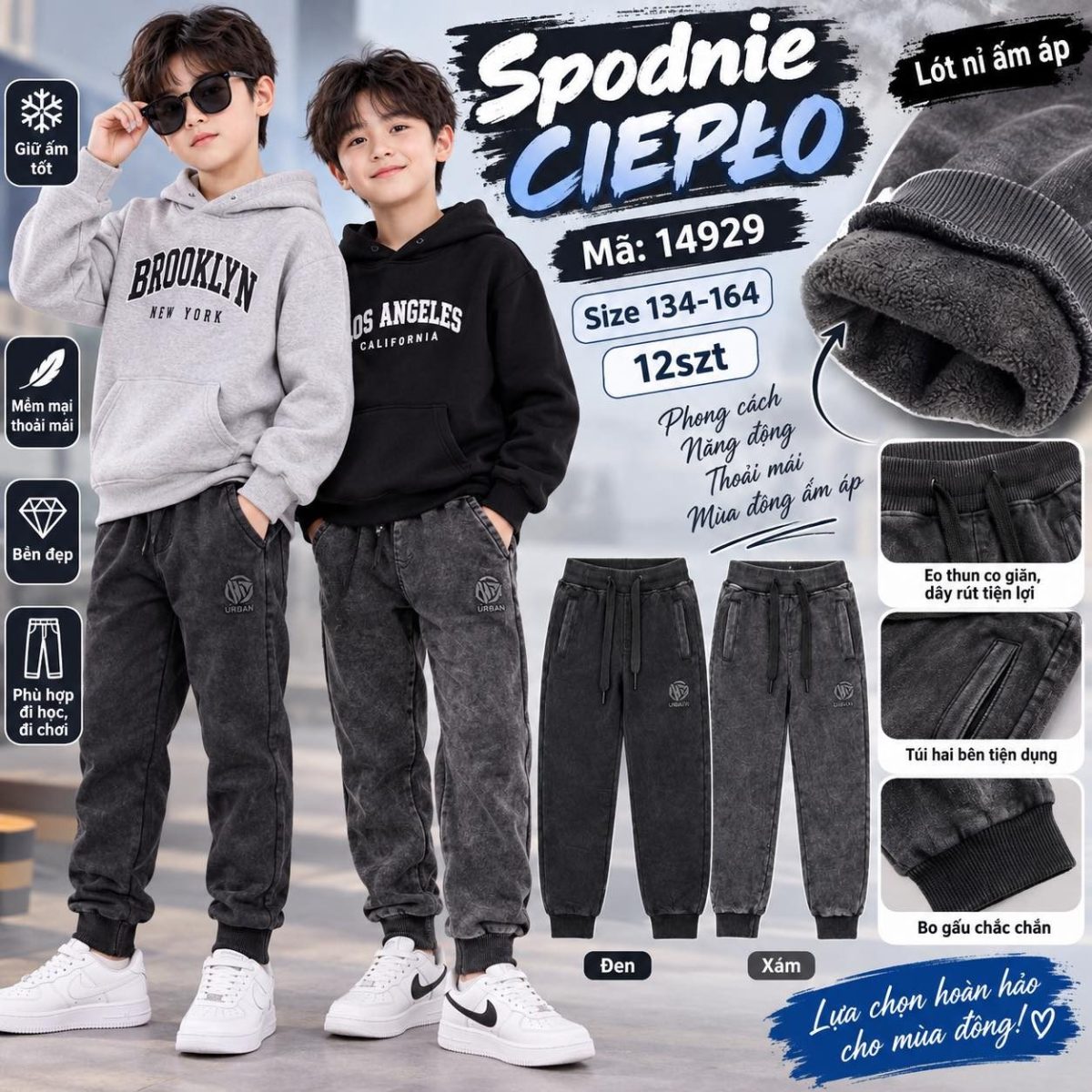 Spodnie DZIECIĘCA numer 134-164_ paczka 12szt _mix kolor 9416085