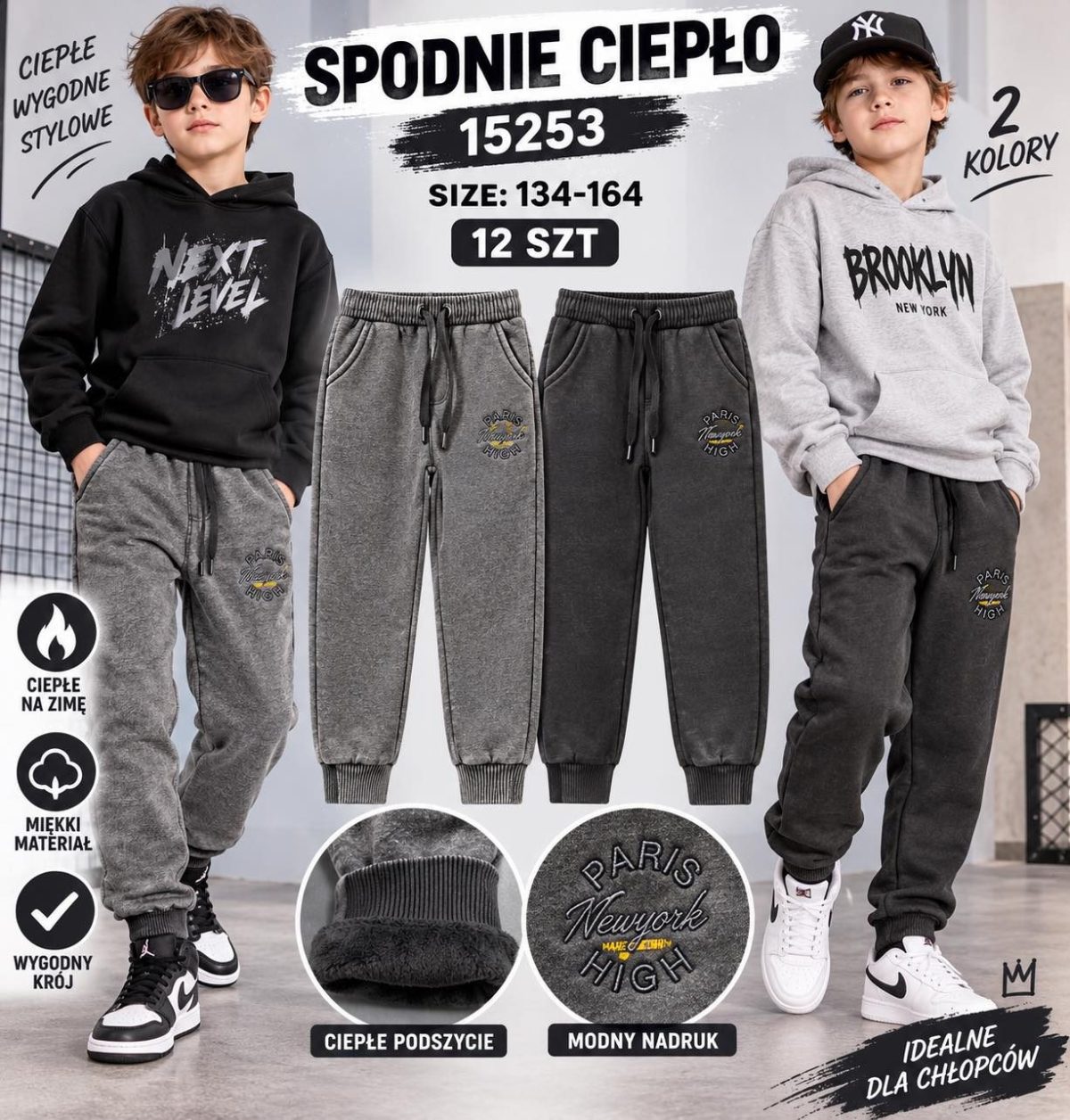 Spodnie DZIECIĘCA numer 134-164_ paczka 12szt _mix kolor 9416086