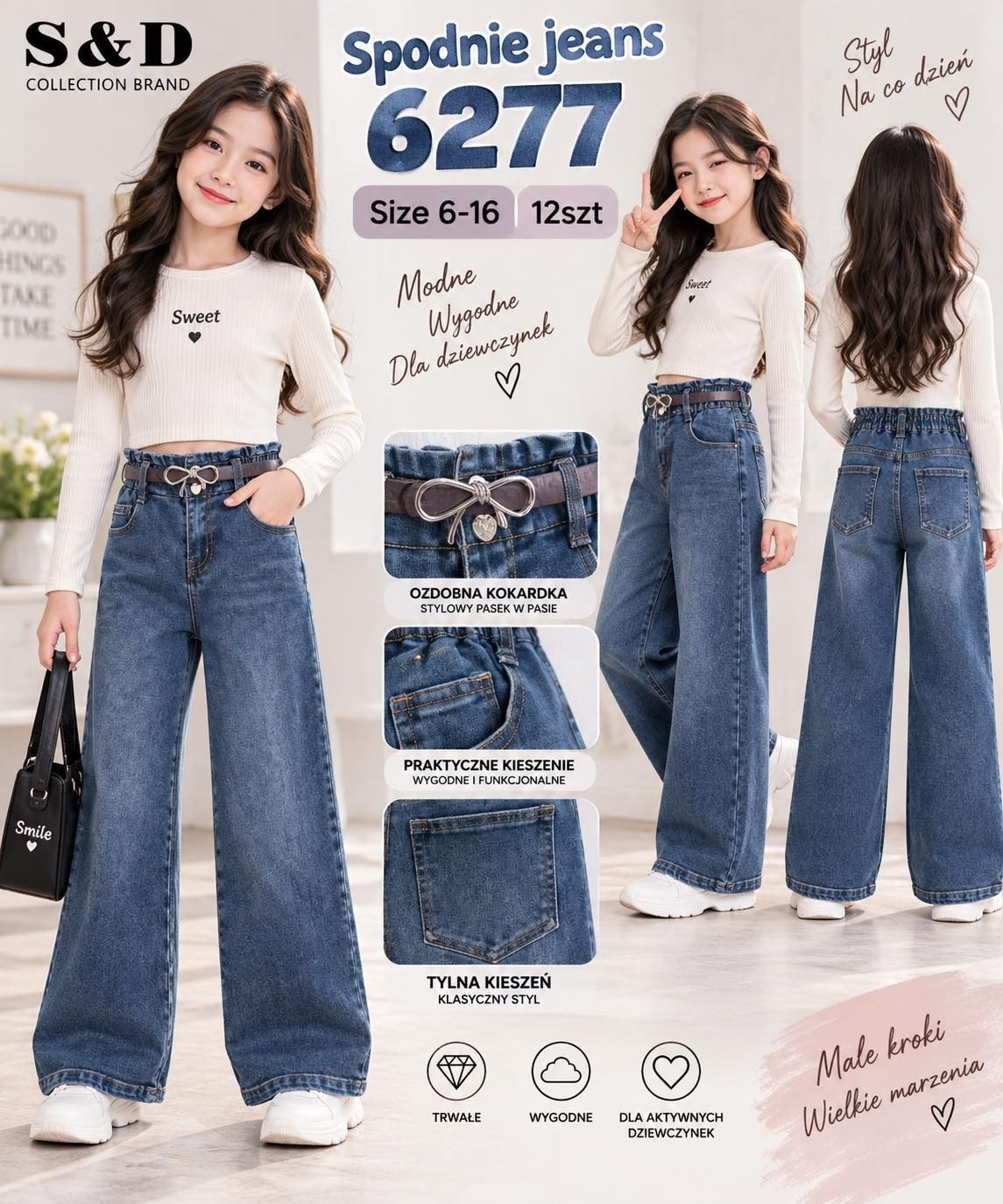 Spodnie jeansy DZIECIĘCA size 6-16 lat_ paczka 12szt _1 kolor 8298331