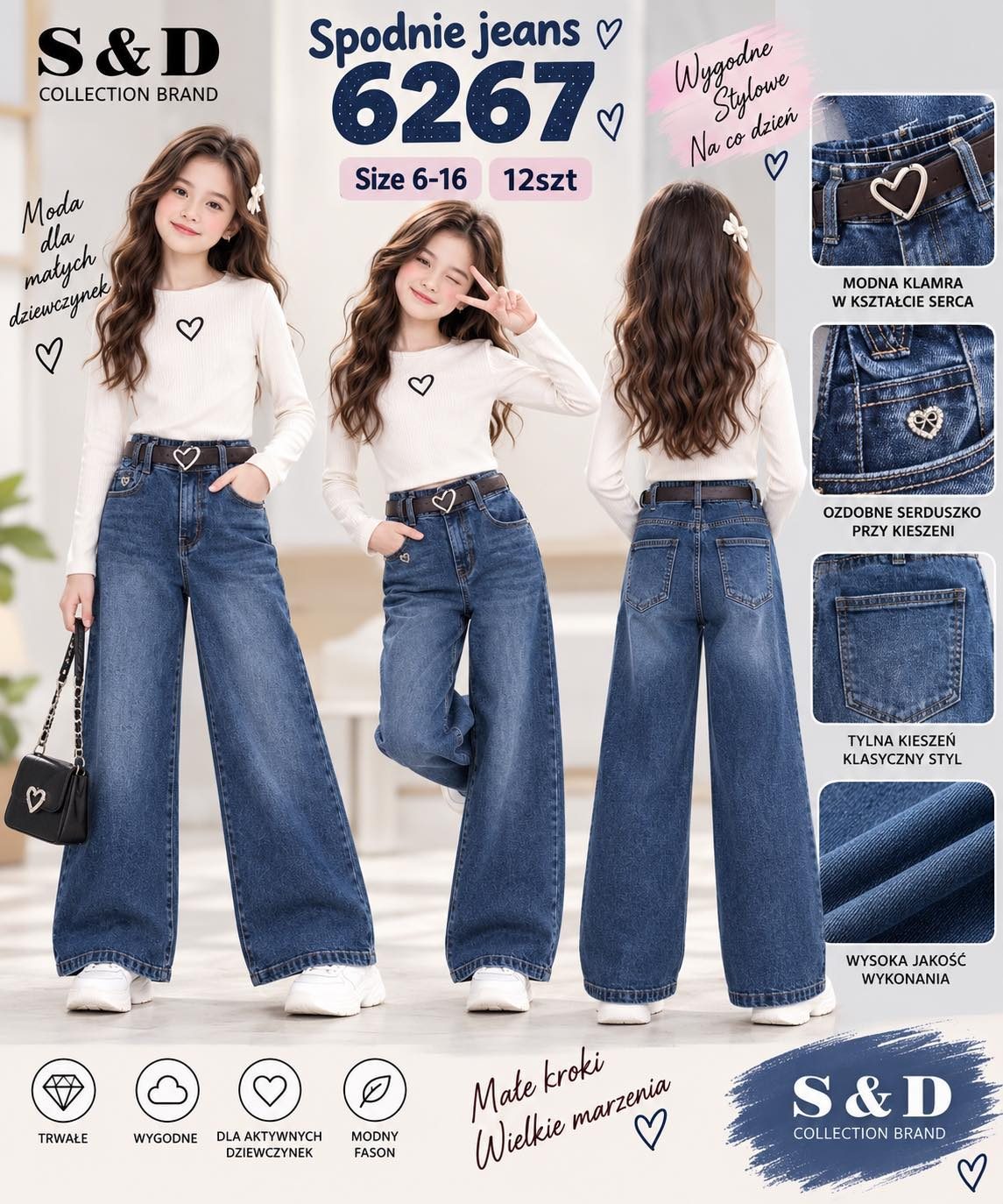 Spodnie jeansy DZIECIĘCA size 6-16 lat_ paczka 12szt _1 kolor 8298333