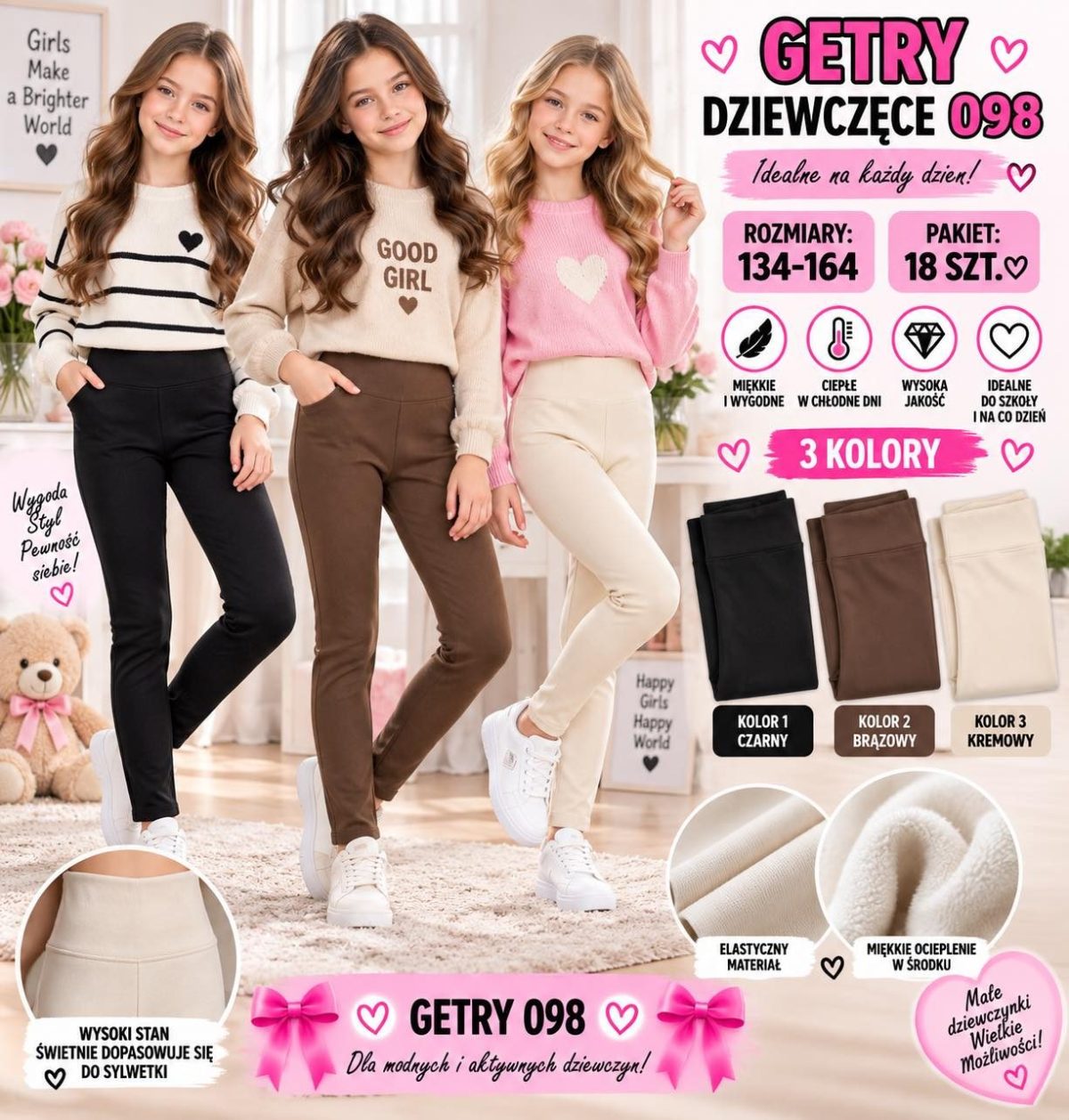 Getry DZIECIĘCA numer 134-164_ paczka 18szt _mix kolor 8298345