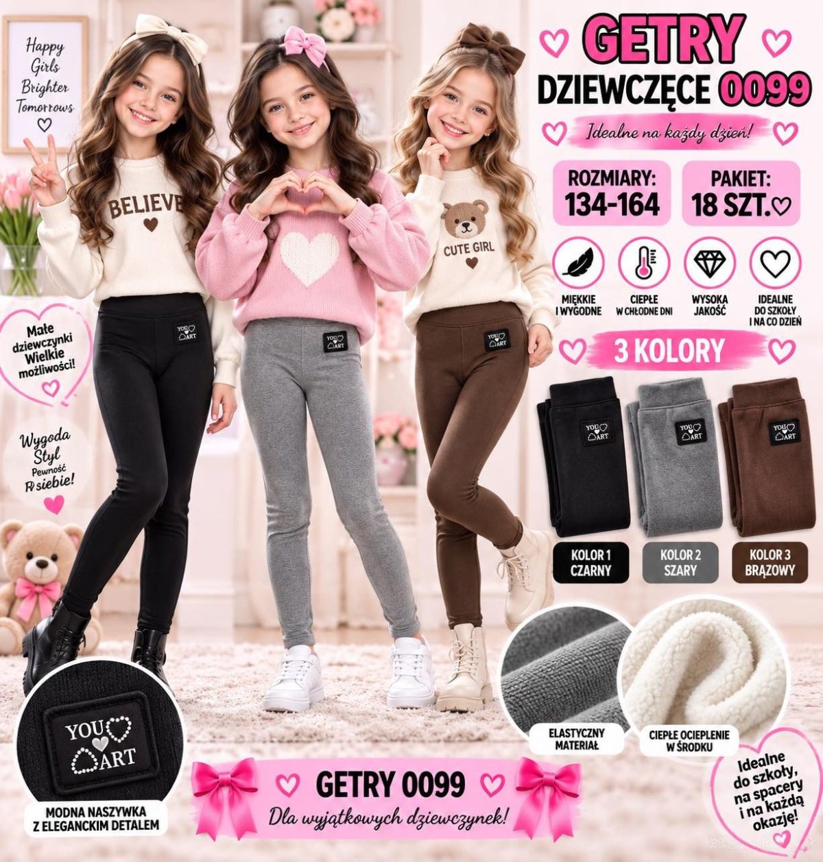 Getry DZIECIĘCA numer 134-164_ paczka 18szt _mix kolor 8298347