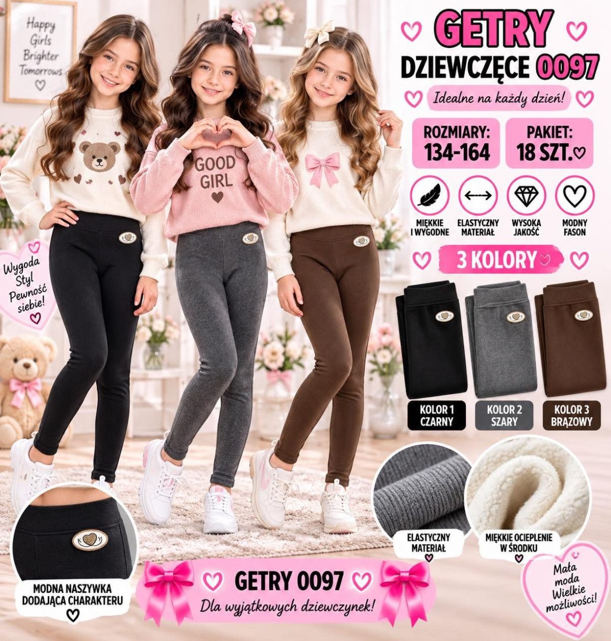 Getry DZIECIĘCA numer 134-164_ paczka 18szt _mix kolor 8298348
