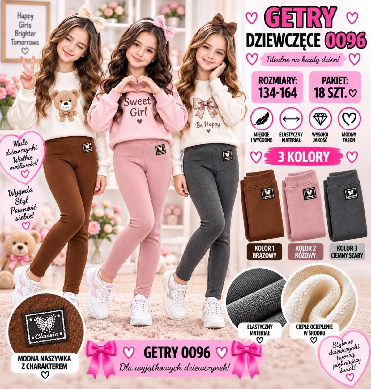 Getry DZIECIĘCA numer 134-164_ paczka 18szt _mix kolor 8298355