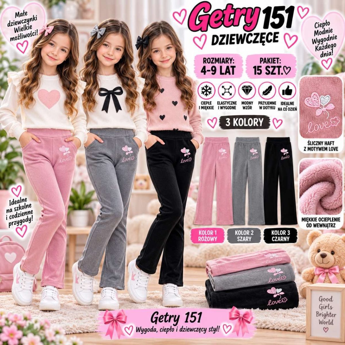Getry DZIECIĘCA size 4-9 lat_ paczka 15szt _mix kolor 8298357