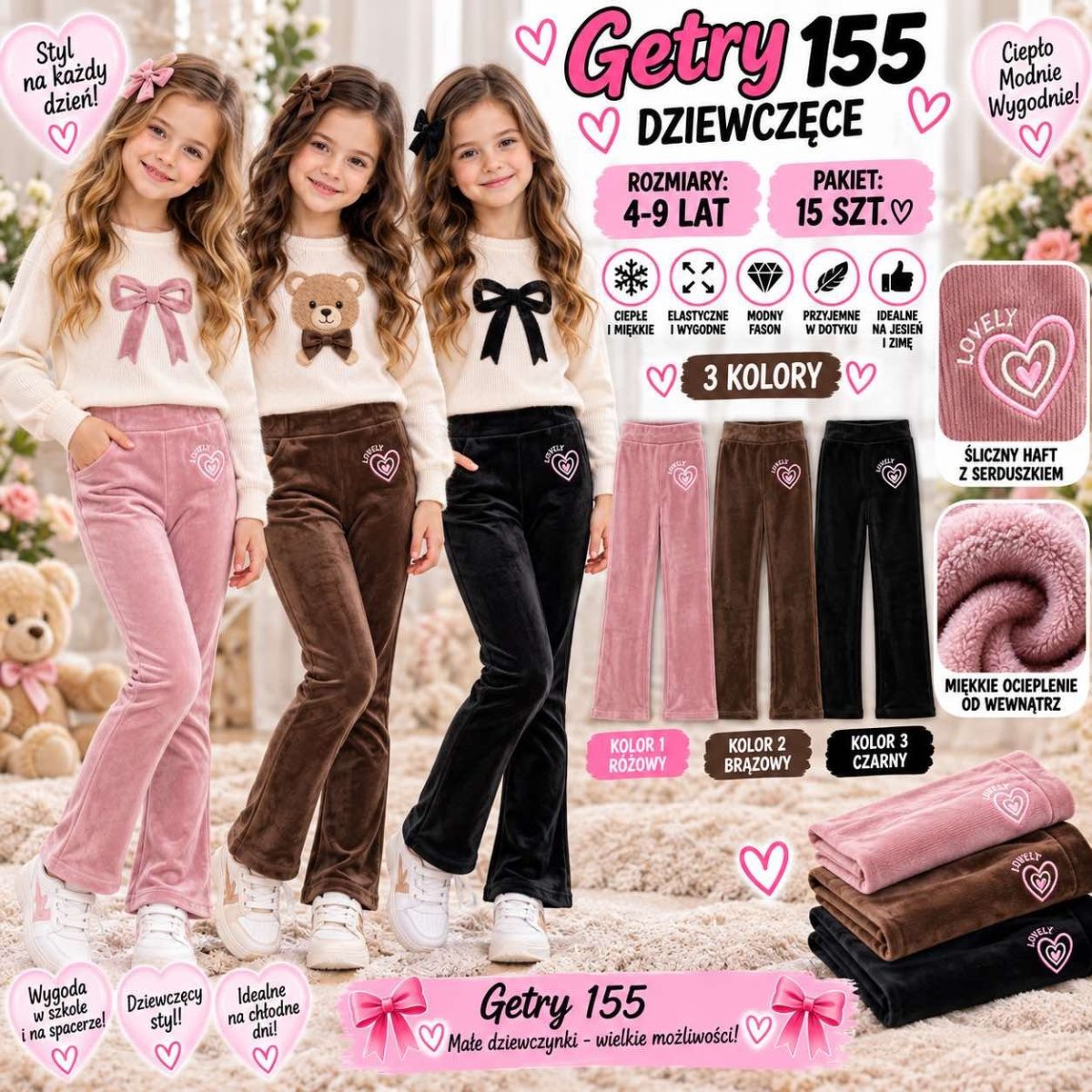 Getry DZIECIĘCA size 4-9 lat_ paczka 15szt _mix kolor 8298358