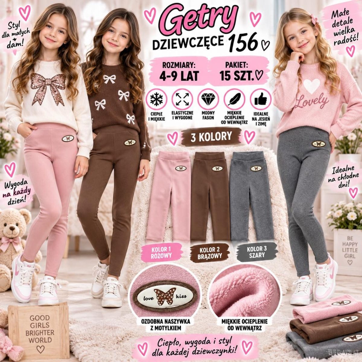 Getry DZIECIĘCA size 4-9 lat_ paczka 15szt _mix kolor 8298362