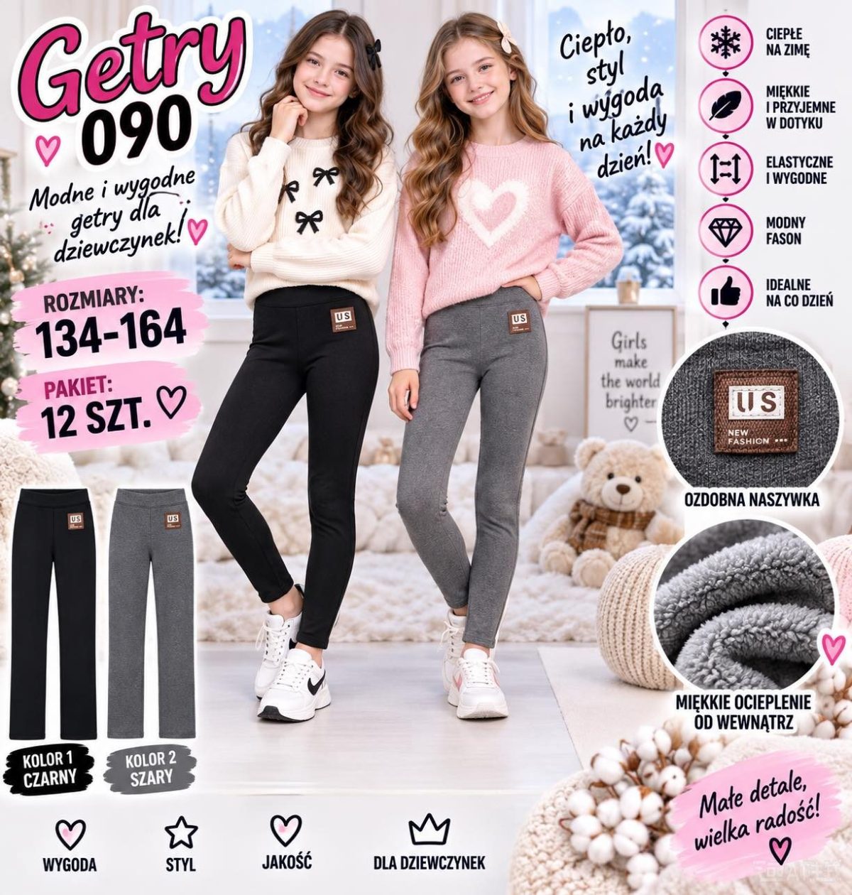 Getry DZIECIĘCA numer 134-164_ paczka 12szt _mix kolor 8298369