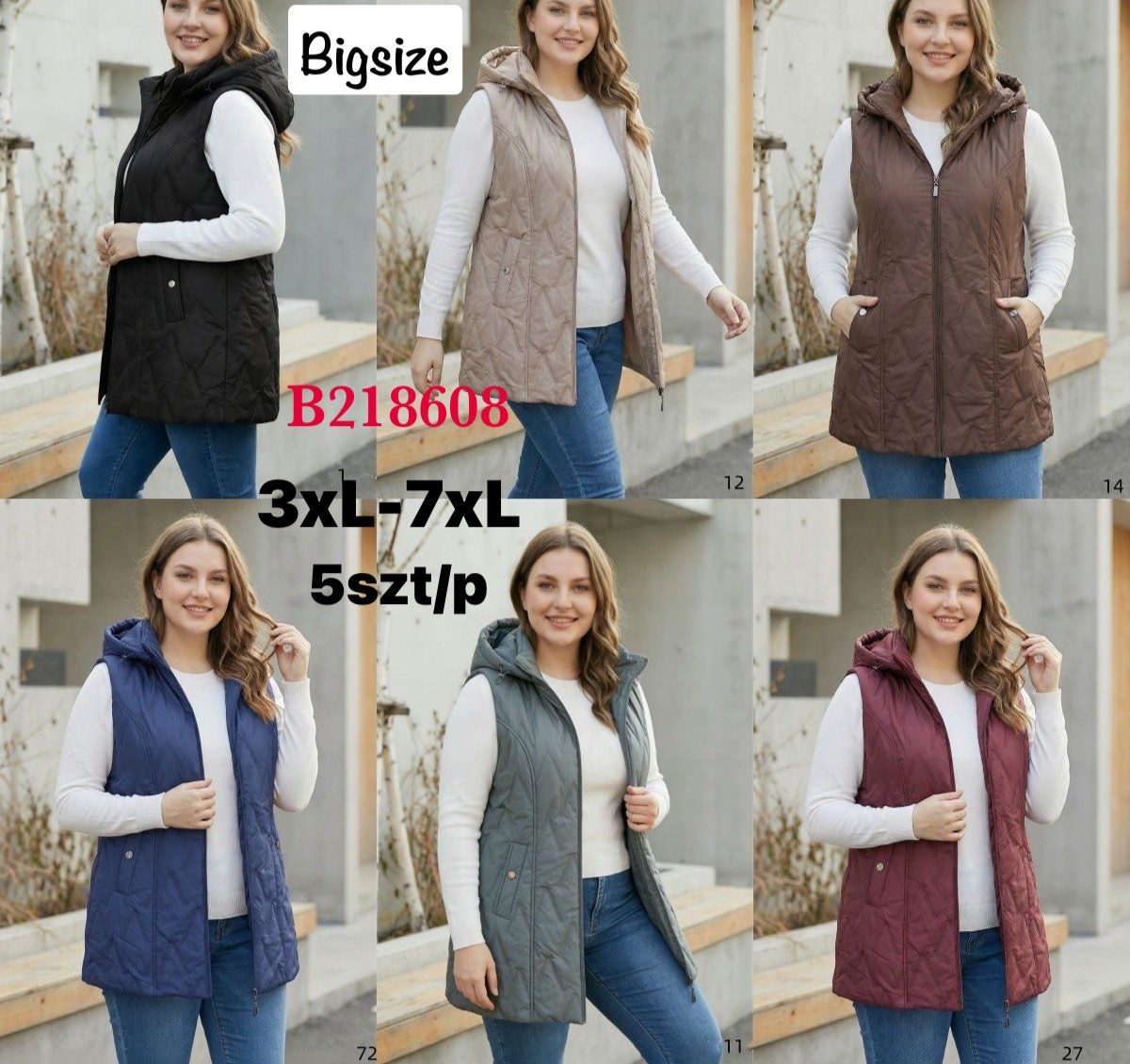 Kamizelki Damskie _ size 3-7xl _paczka 5szt_1 kolor 9415625