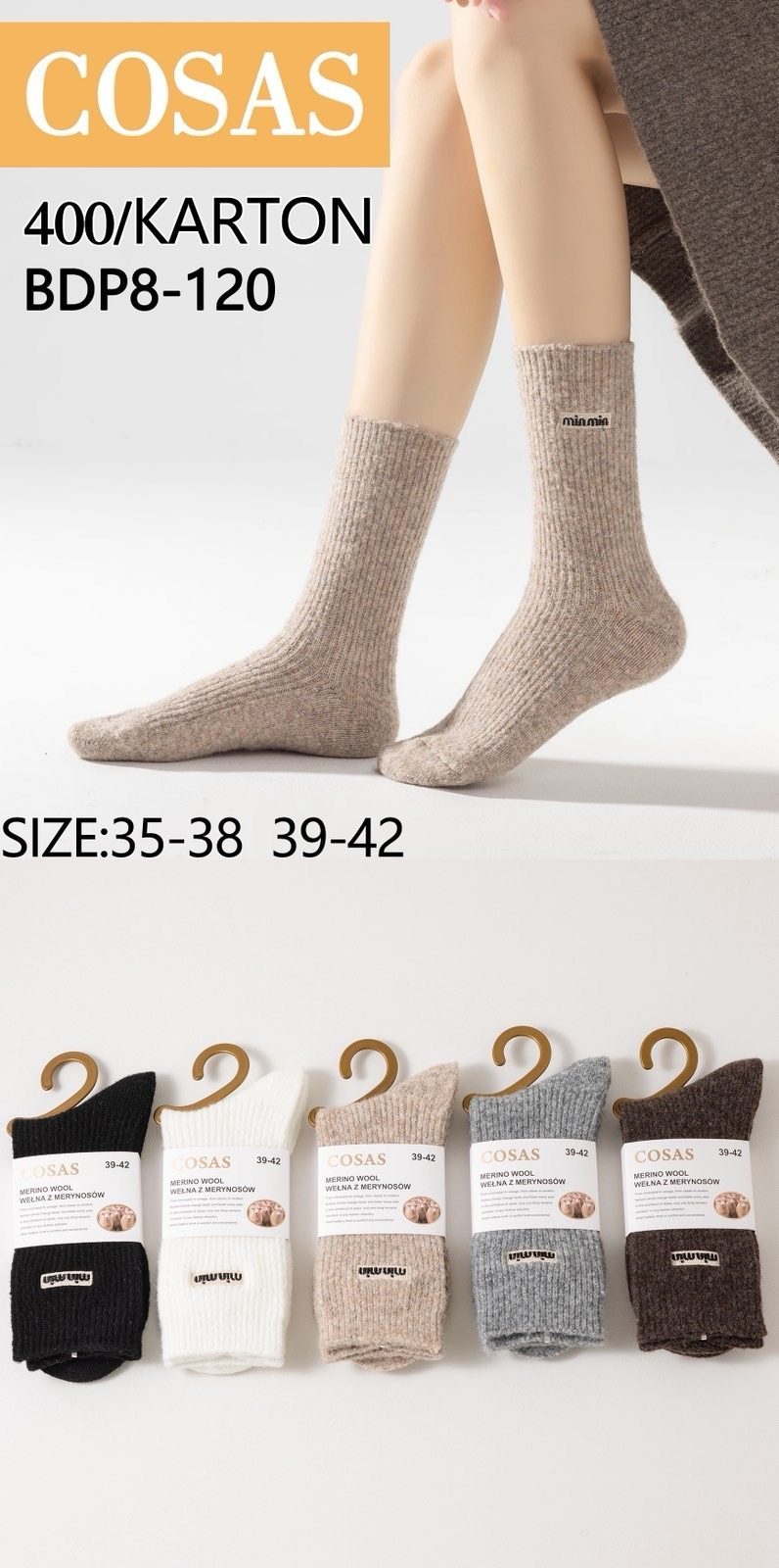 SKARPETY DAMSKIE .SIZE: 35-42_ (40PAR/PACZKA) KOLOR JAK NA ZDZIĘCIU 9016398