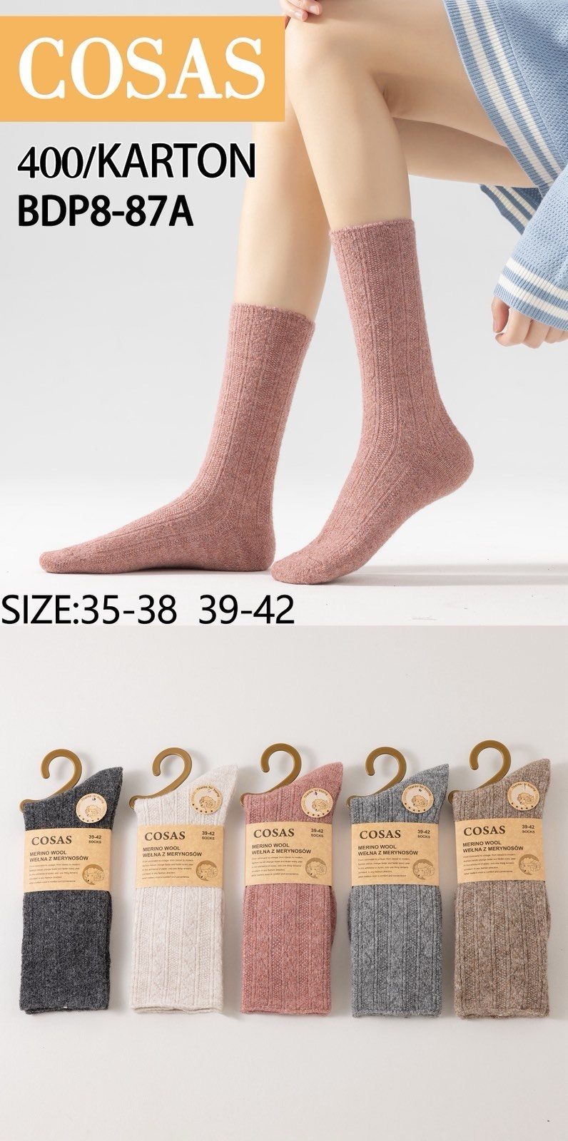 SKARPETY DAMSKIE .SIZE: 35-42_ (40PAR/PACZKA) KOLOR JAK NA ZDZIĘCIU 9016399
