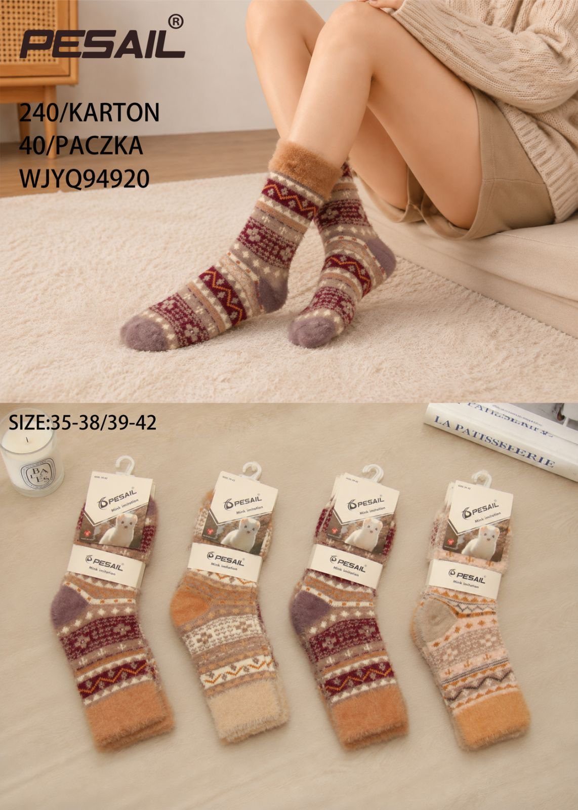 SKARPETY DAMSKIE .SIZE: 35-42_( 40PAR/PACZKA) KOLOR JAK NA ZDZIĘCIU 9016616