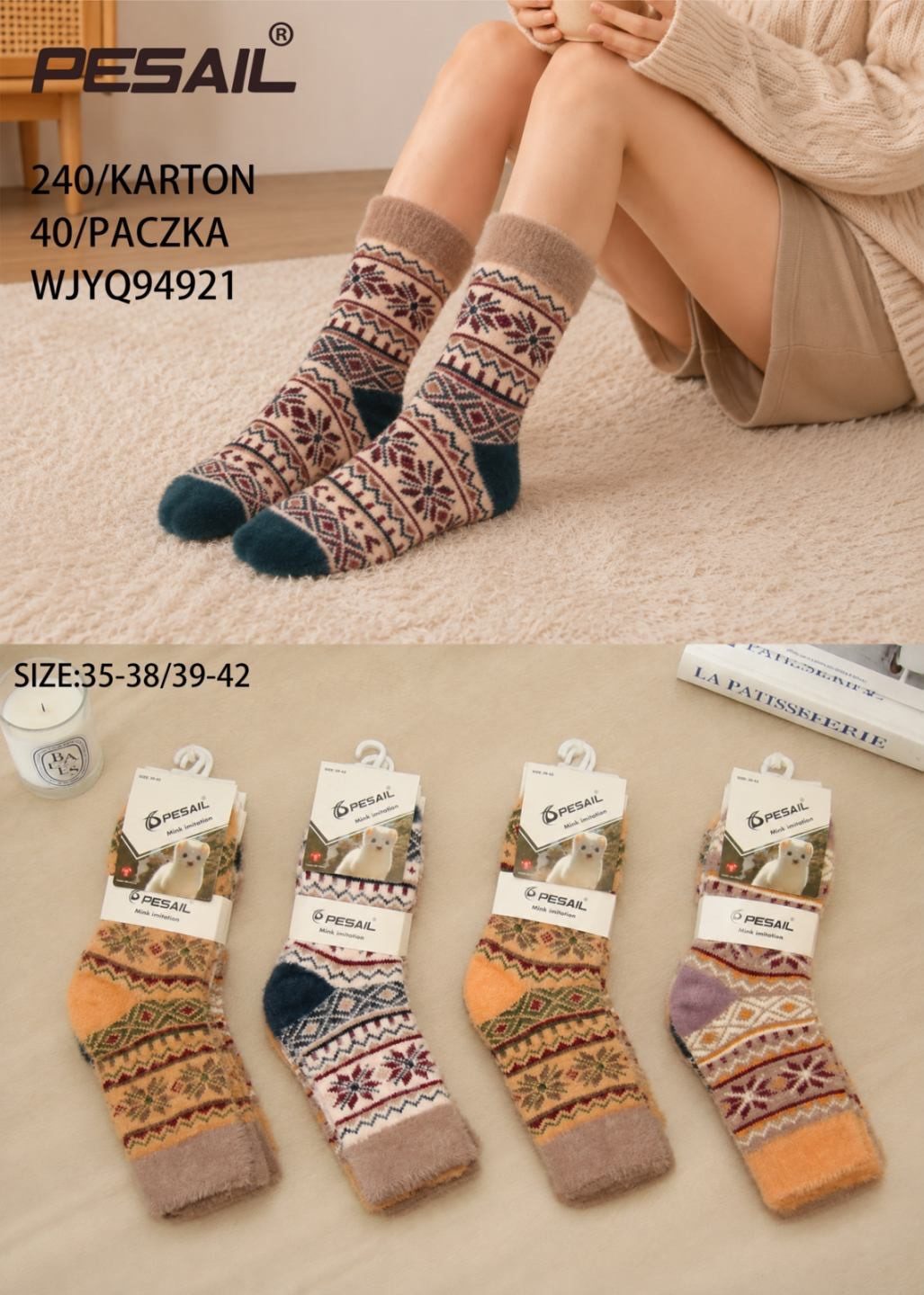 SKARPETY DAMSKIE .SIZE: 35-42_( 40PAR/PACZKA) KOLOR JAK NA ZDZIĘCIU 9016617