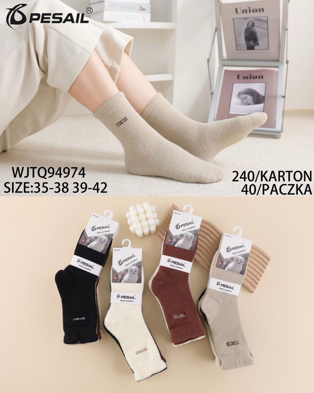 SKARPETY DAMSKIE .SIZE: 35-42_ (40PAR/PACZKA) KOLOR JAK NA ZDZIĘCIU 9016677