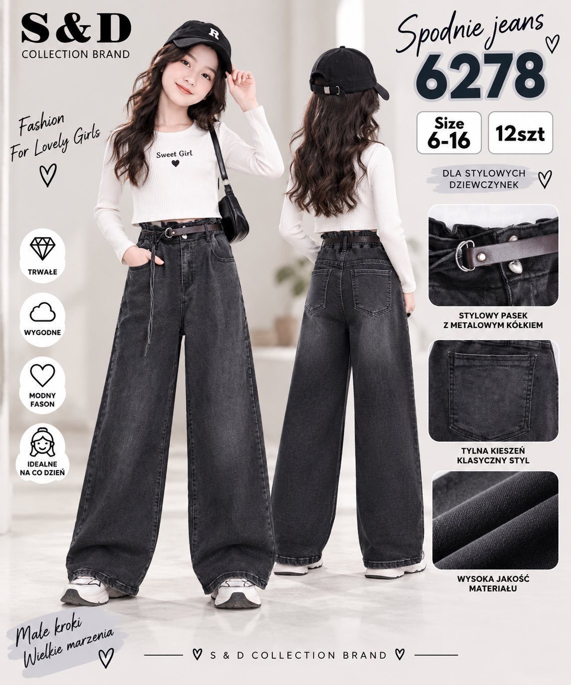 Spodnie jeansy DZIECIĘCA size 6-16 lat_ paczka 12szt _1 kolor 2904734